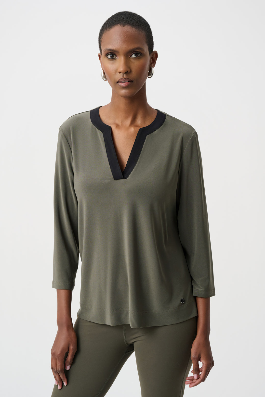 Silky Knit Color Block Straight Top Style 263629