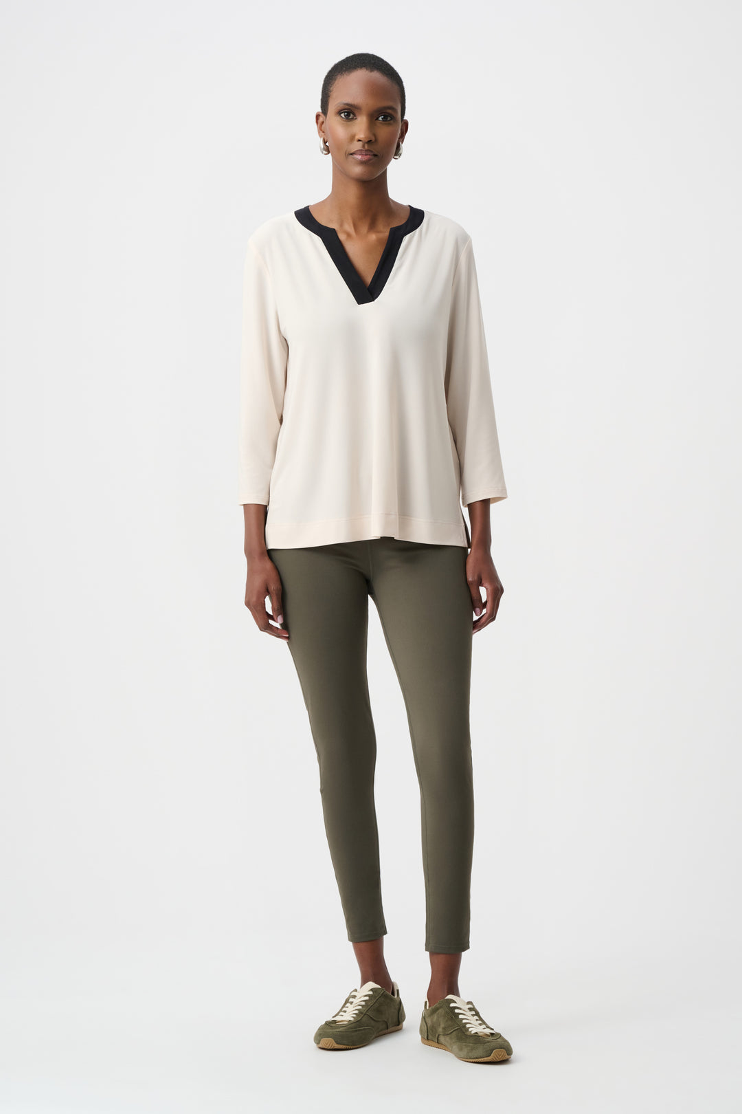Silky Knit Color Block Straight Top Style 263629
