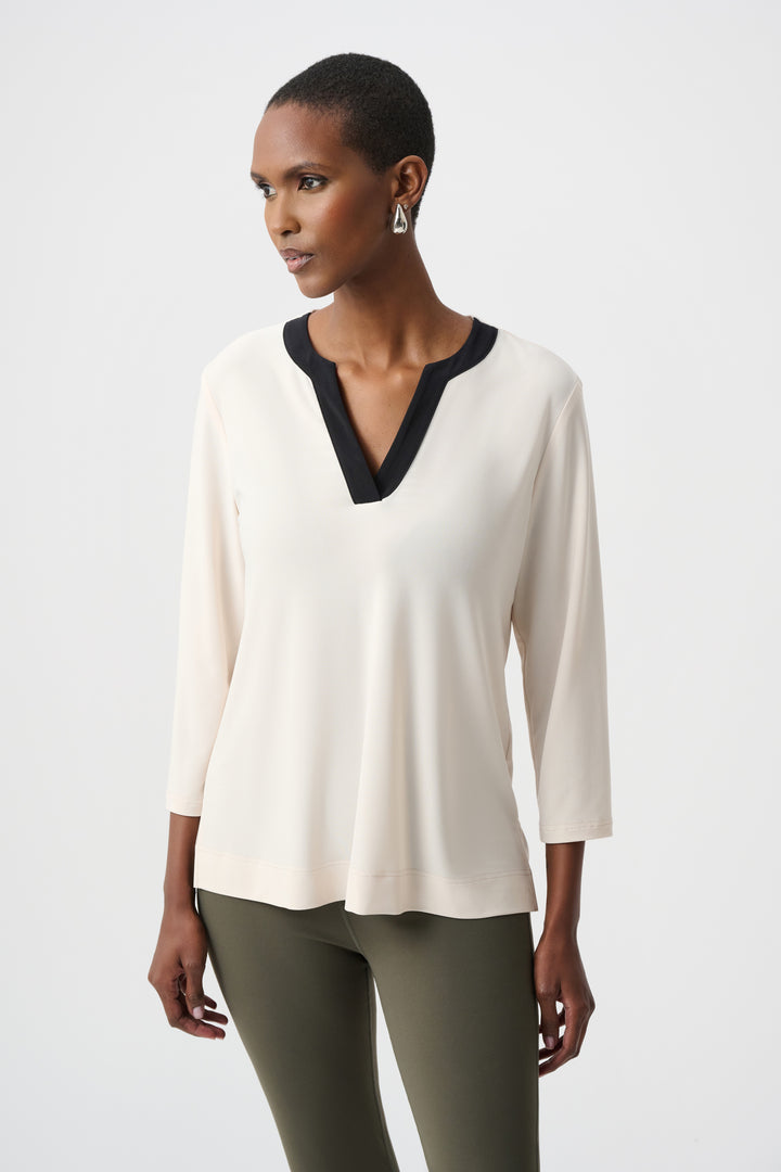Silky Knit Color Block Straight Top Style 263629