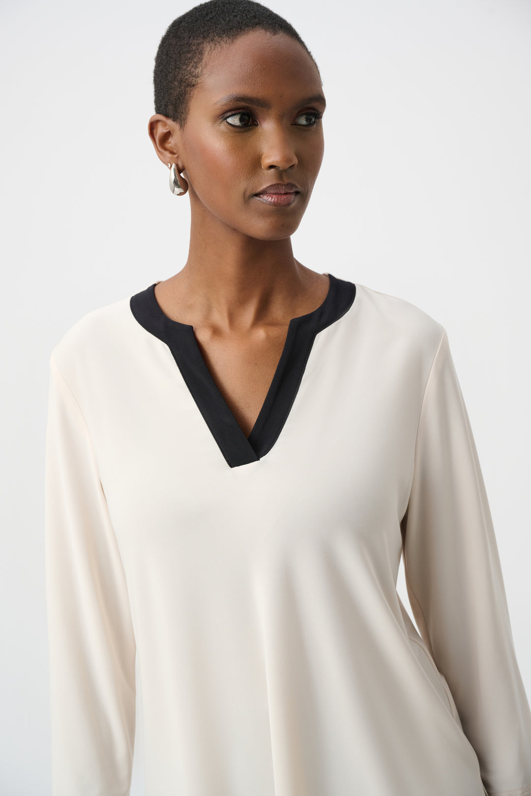 Silky Knit Color Block Straight Top Style 263629