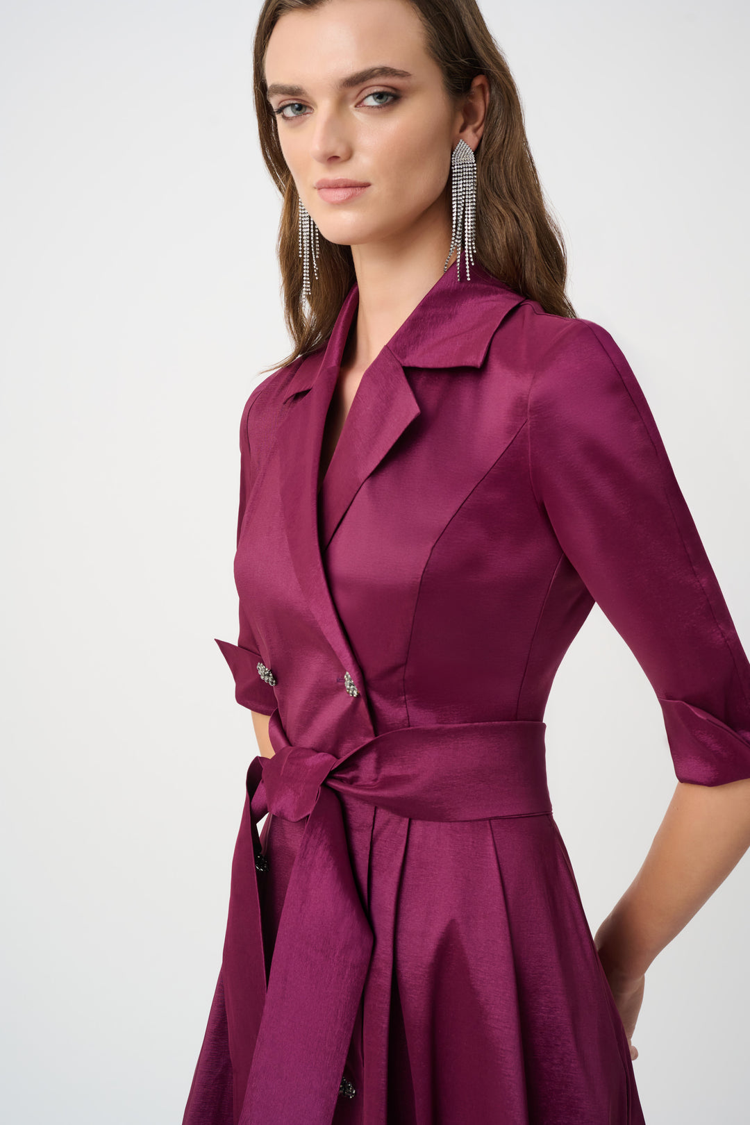Stretch Taffeta Fit and Flare Wrap Dress Style 263704