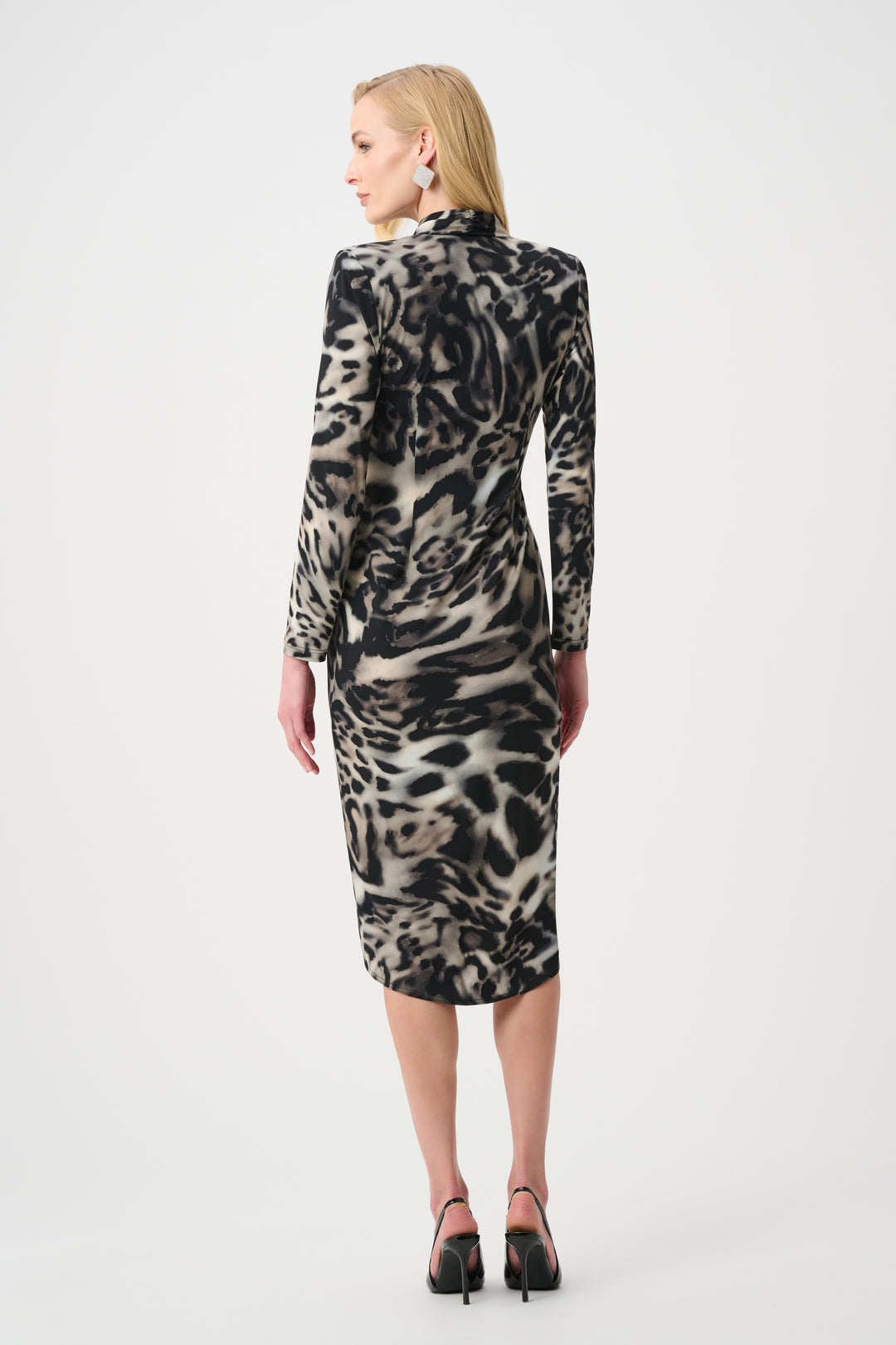 Silky Knit Animal Print Sheath Wrap Dress Style 263710