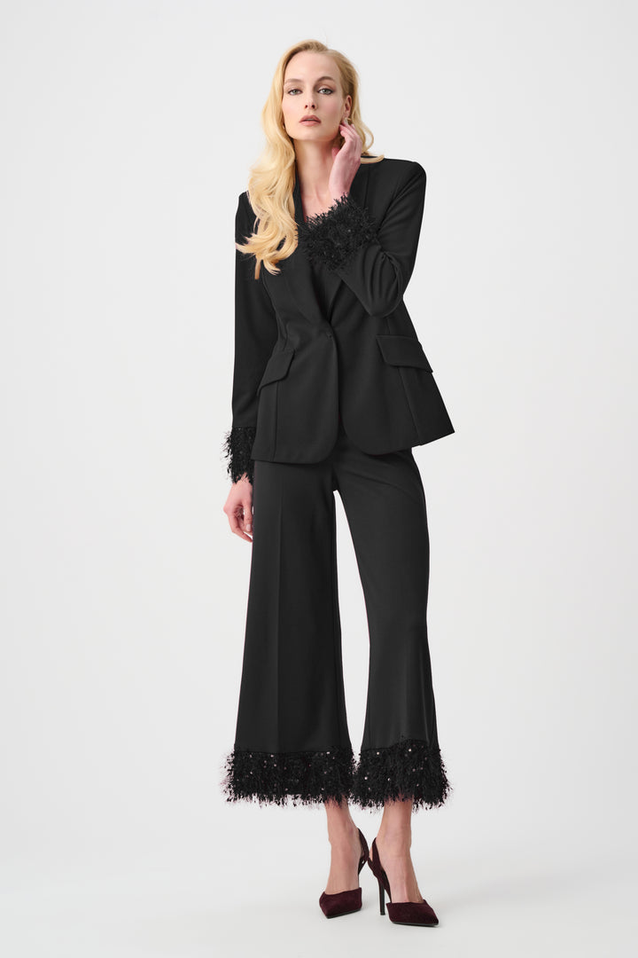 Scuba Crepe Fitted Blazer With Fringe Style 263714