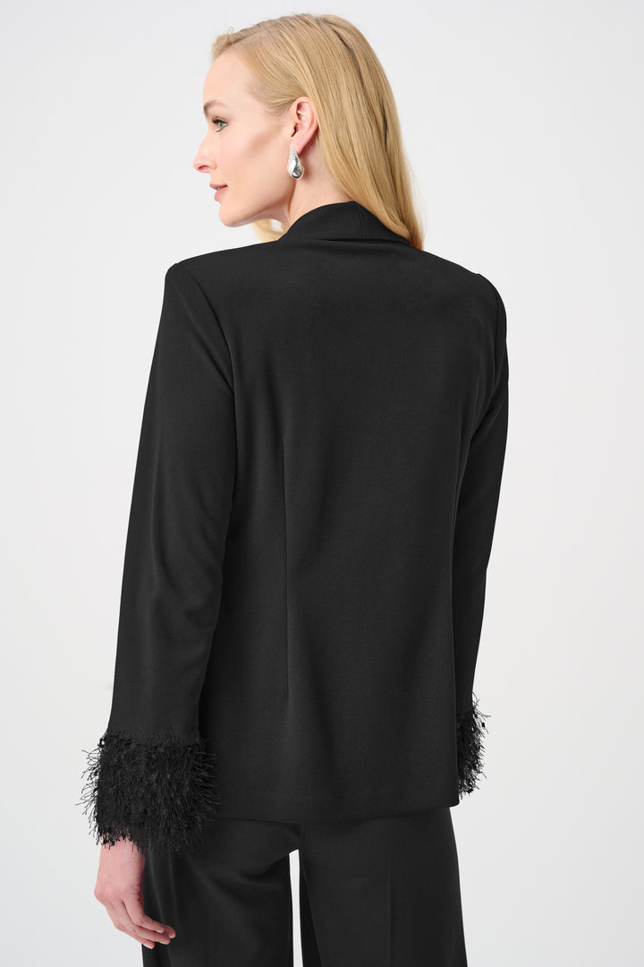 Scuba Crepe Fitted Blazer With Fringe Style 263714