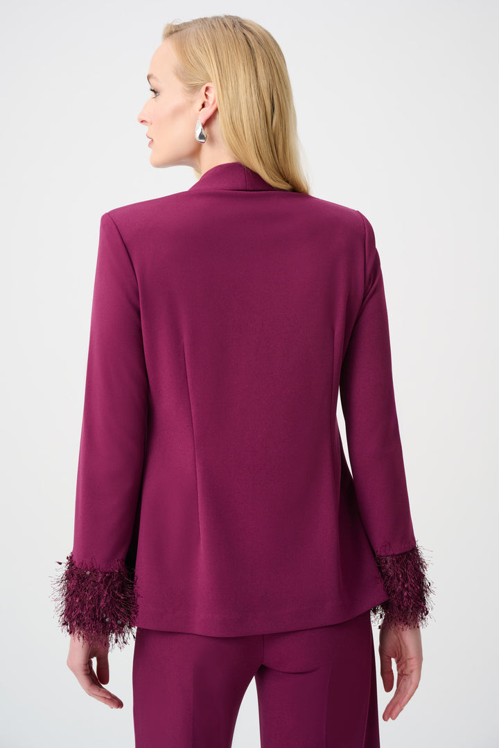 Scuba Crepe Fitted Blazer With Fringe Style 263714