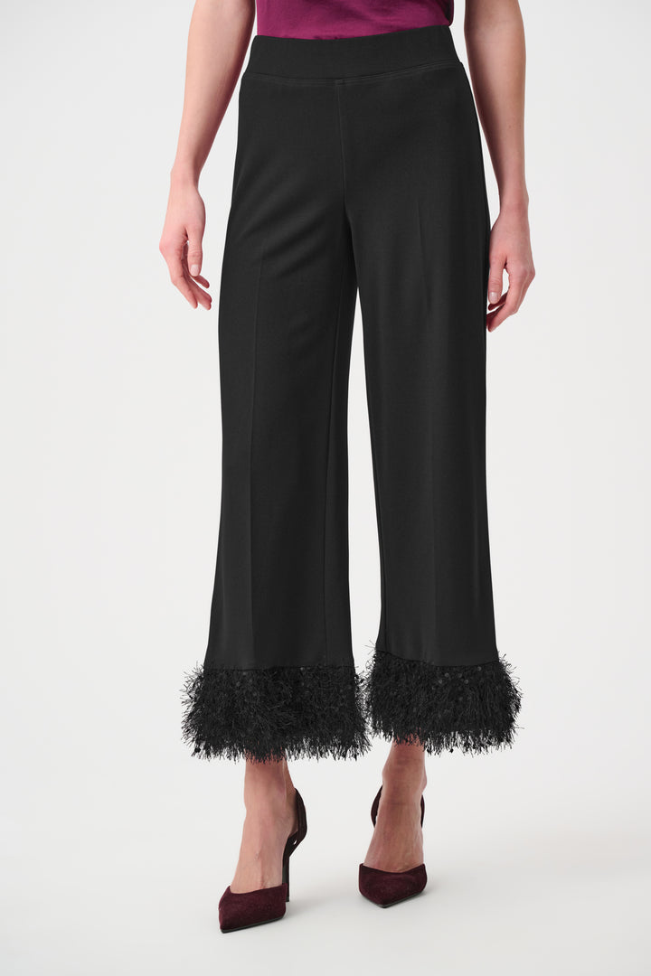 Scuba Crepe Wide Leg Pants With Fringe Style 263715