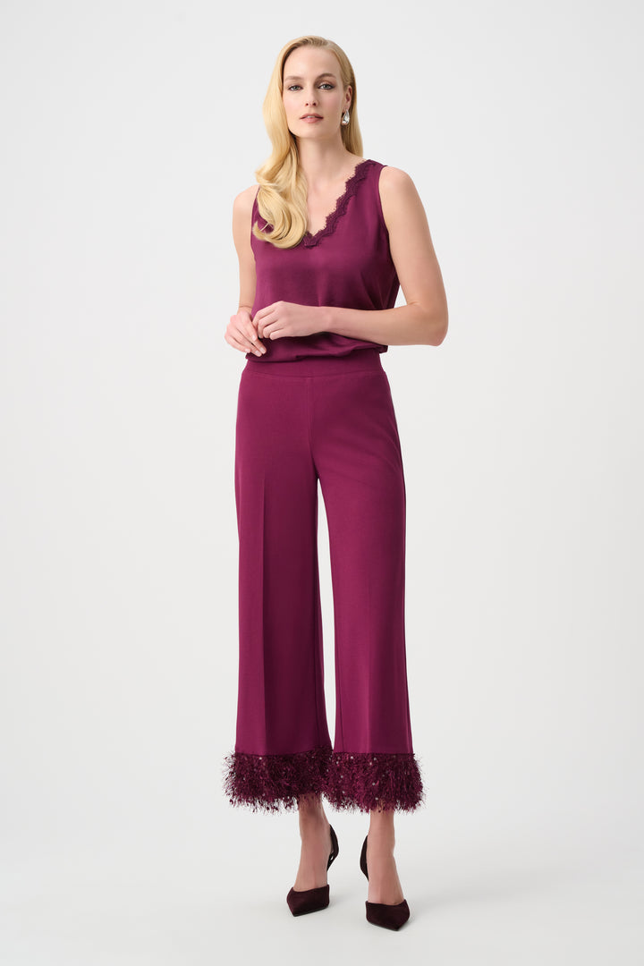 Scuba Crepe Wide Leg Pants With Fringe Style 263715