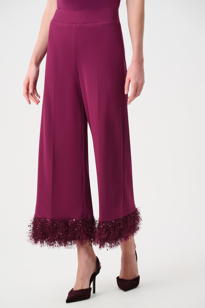 Scuba Crepe Wide Leg Pants With Fringe Style 263715