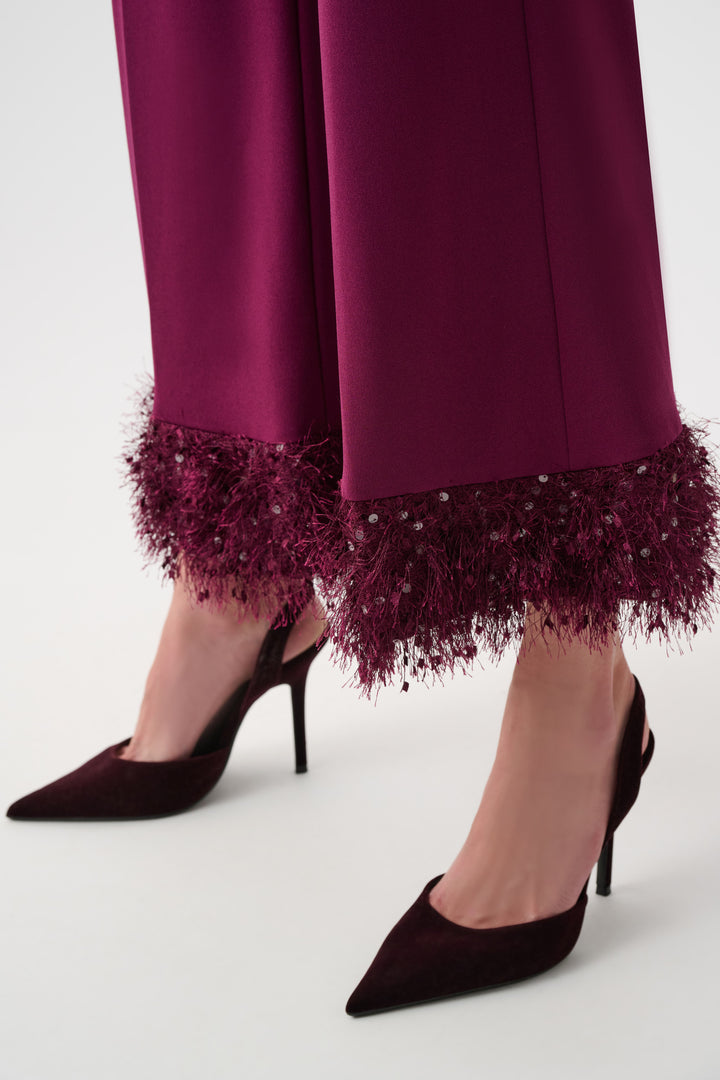 Scuba Crepe Wide Leg Pants With Fringe Style 263715