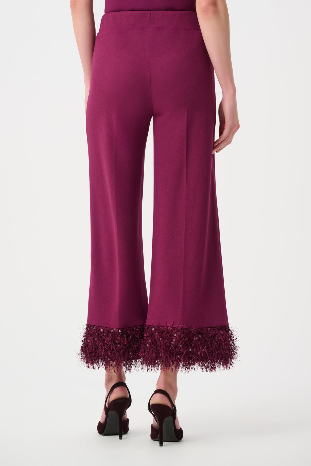 Scuba Crepe Wide Leg Pants With Fringe Style 263715