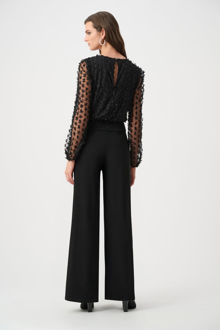 Silky Knit and Sheer Novelty Wide Leg Jumpsuit Style 263723