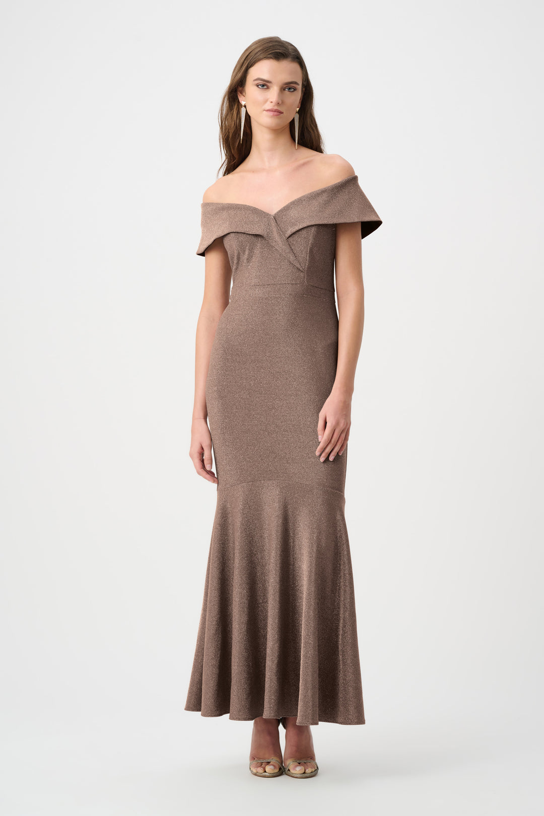 Sparkle Knit Off-Shoulder Trumpet Dress Style 263728