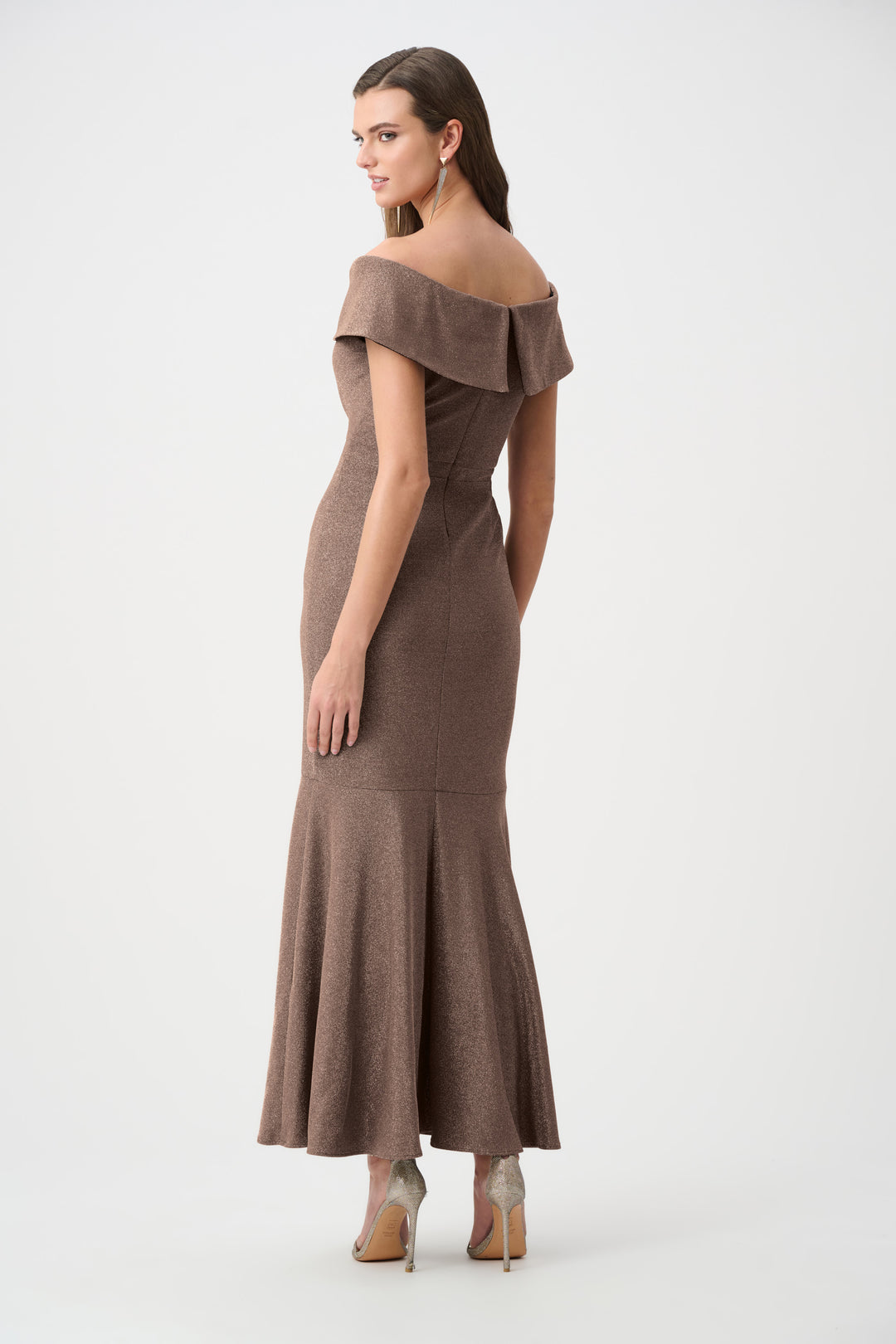 Sparkle Knit Off-Shoulder Trumpet Dress Style 263728