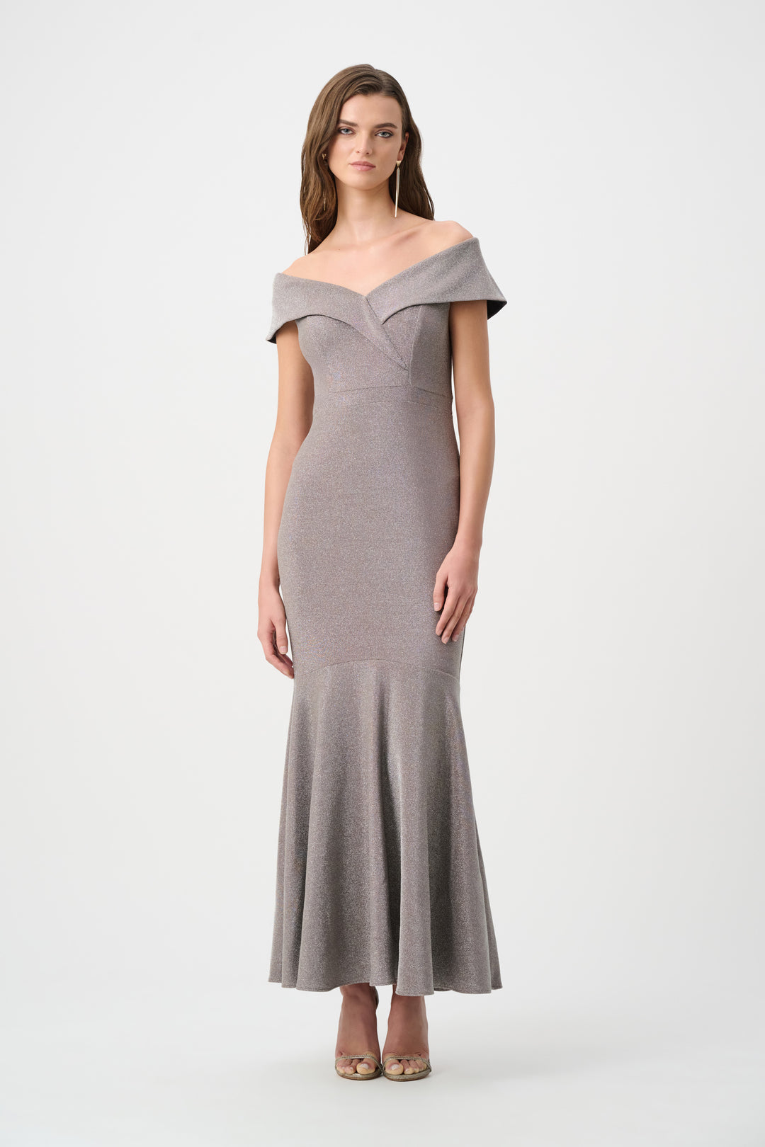 Sparkle Knit Off-Shoulder Trumpet Dress Style 263728