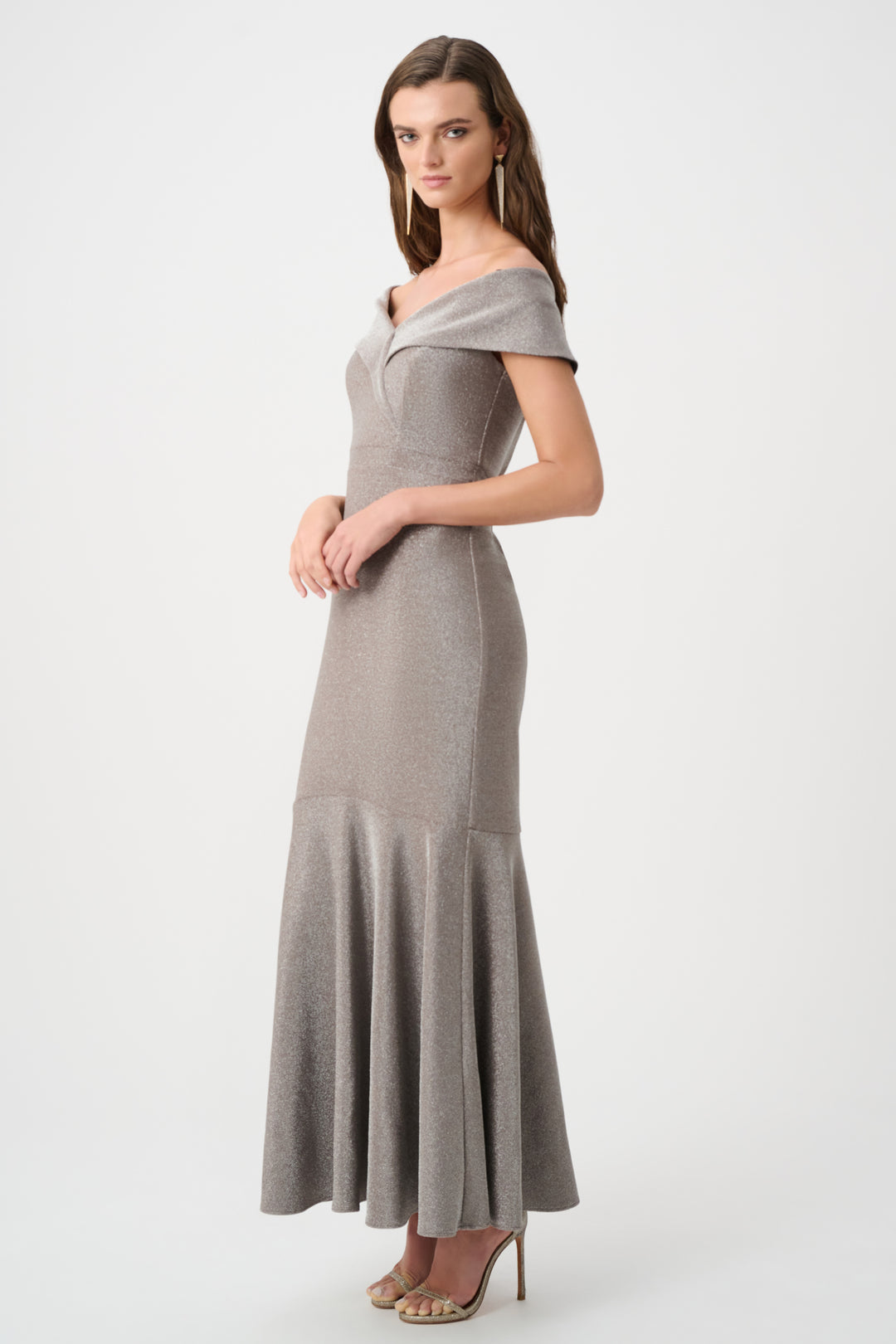 Sparkle Knit Off-Shoulder Trumpet Dress Style 263728