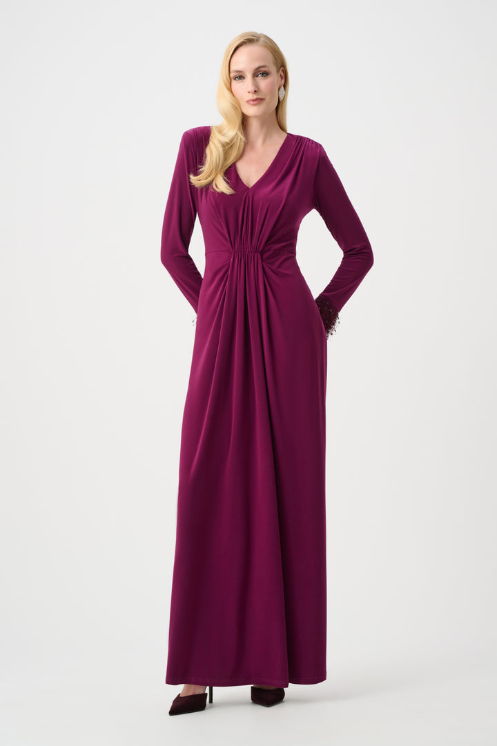 Silky Knit Fitted Gown With Fringe Style 263729