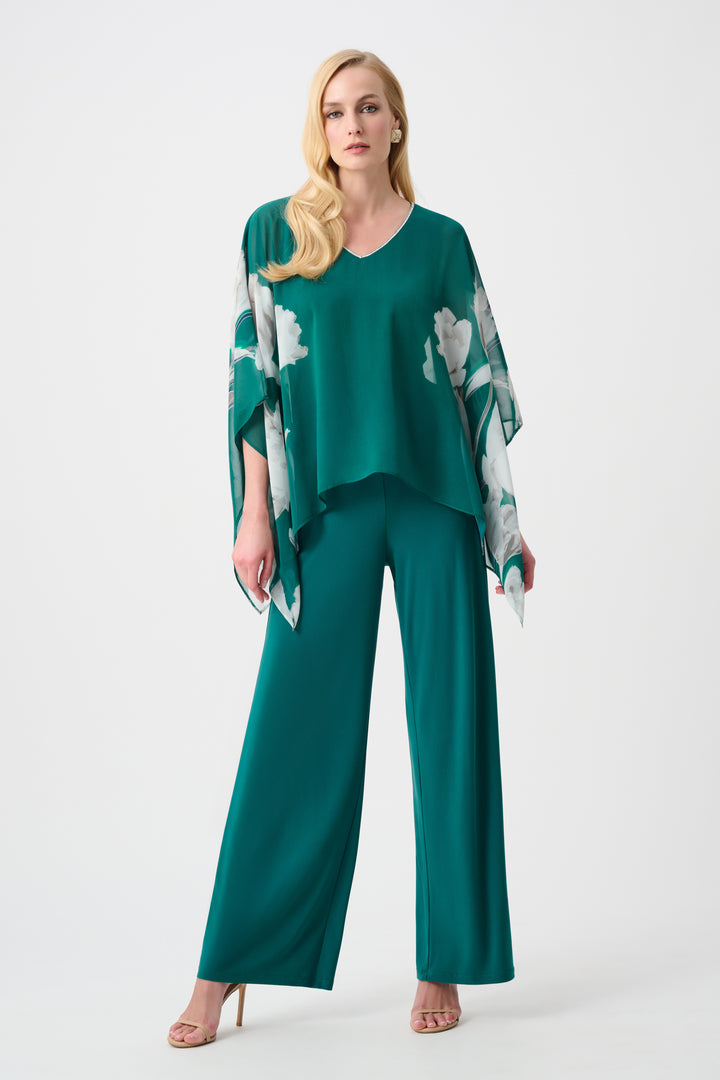 Recycled Chiffon Floral Print Poncho Style 263730