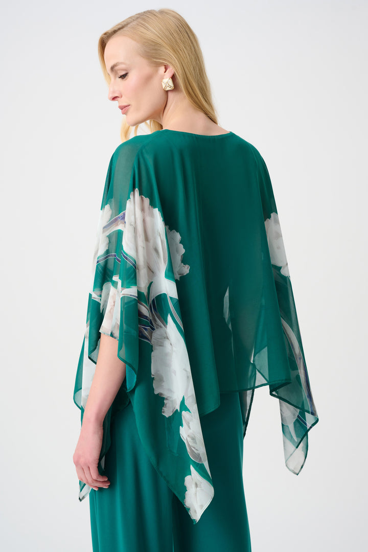 Recycled Chiffon Floral Print Poncho Style 263730