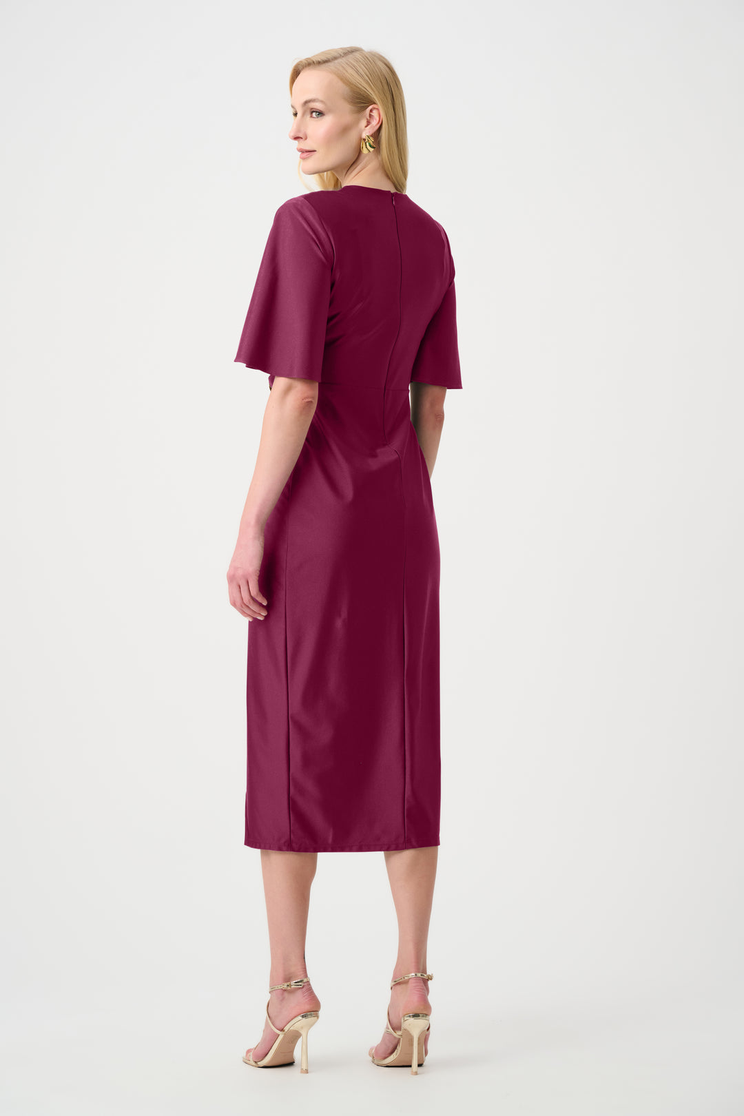 Satin Knit Wrap Dress With Ruched Waistband Style 263733