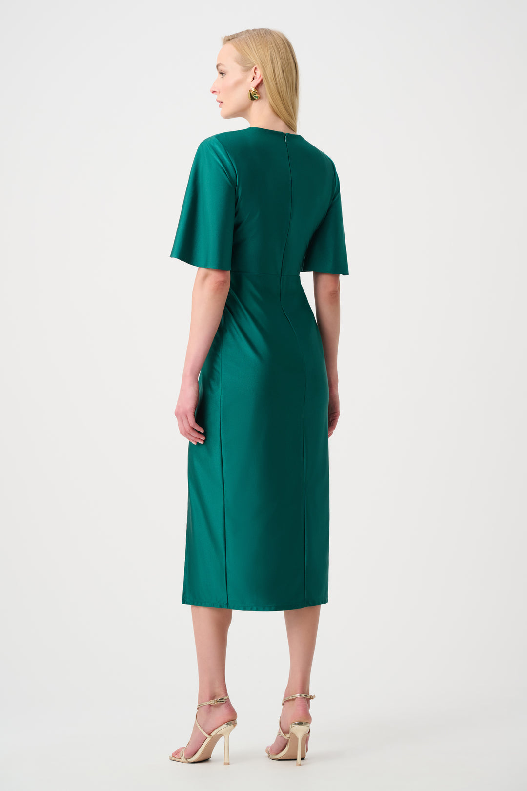 Satin Knit Wrap Dress With Ruched Waistband Style 263733