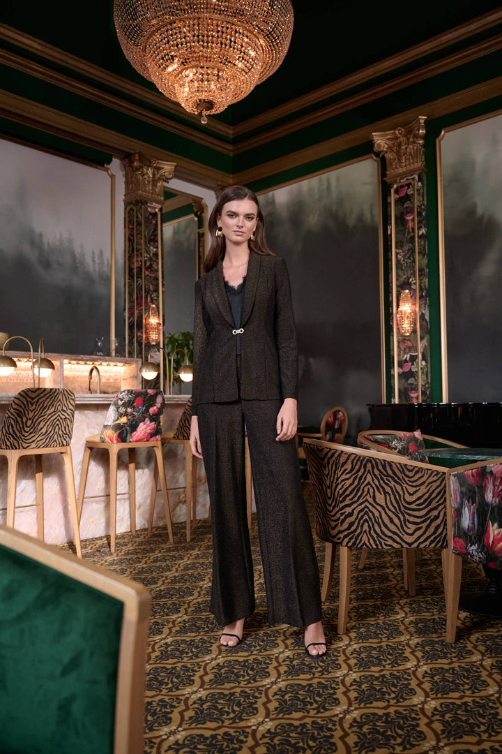 Sparkle Knit Shawl Collar Fitted Blazer Style 263736