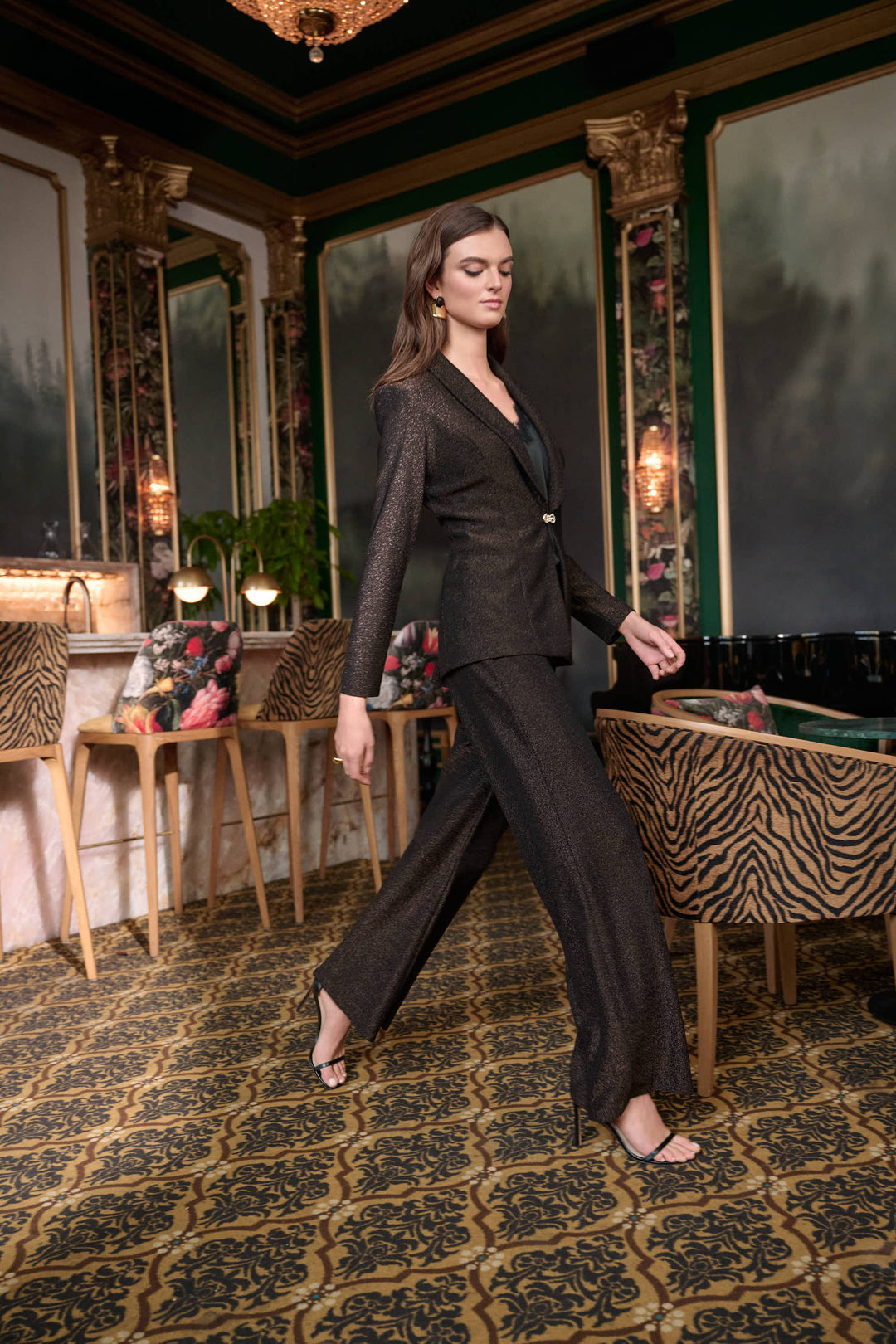 Sparkle Knit Shawl Collar Fitted Blazer Style 263736