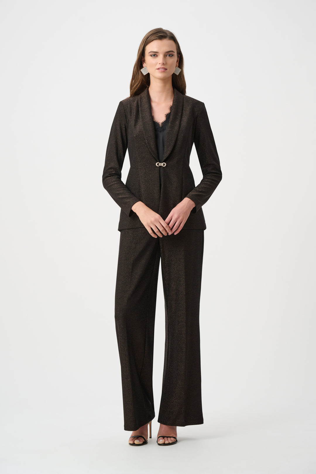 Sparkle Knit Shawl Collar Fitted Blazer Style 263736