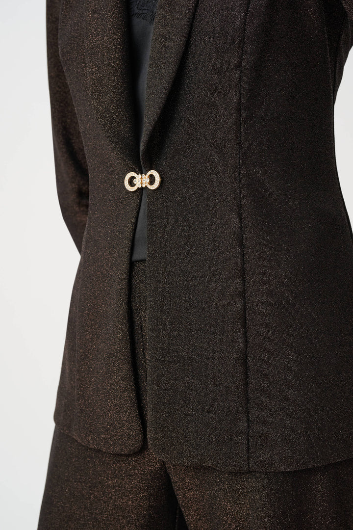 Sparkle Knit Shawl Collar Fitted Blazer Style 263736