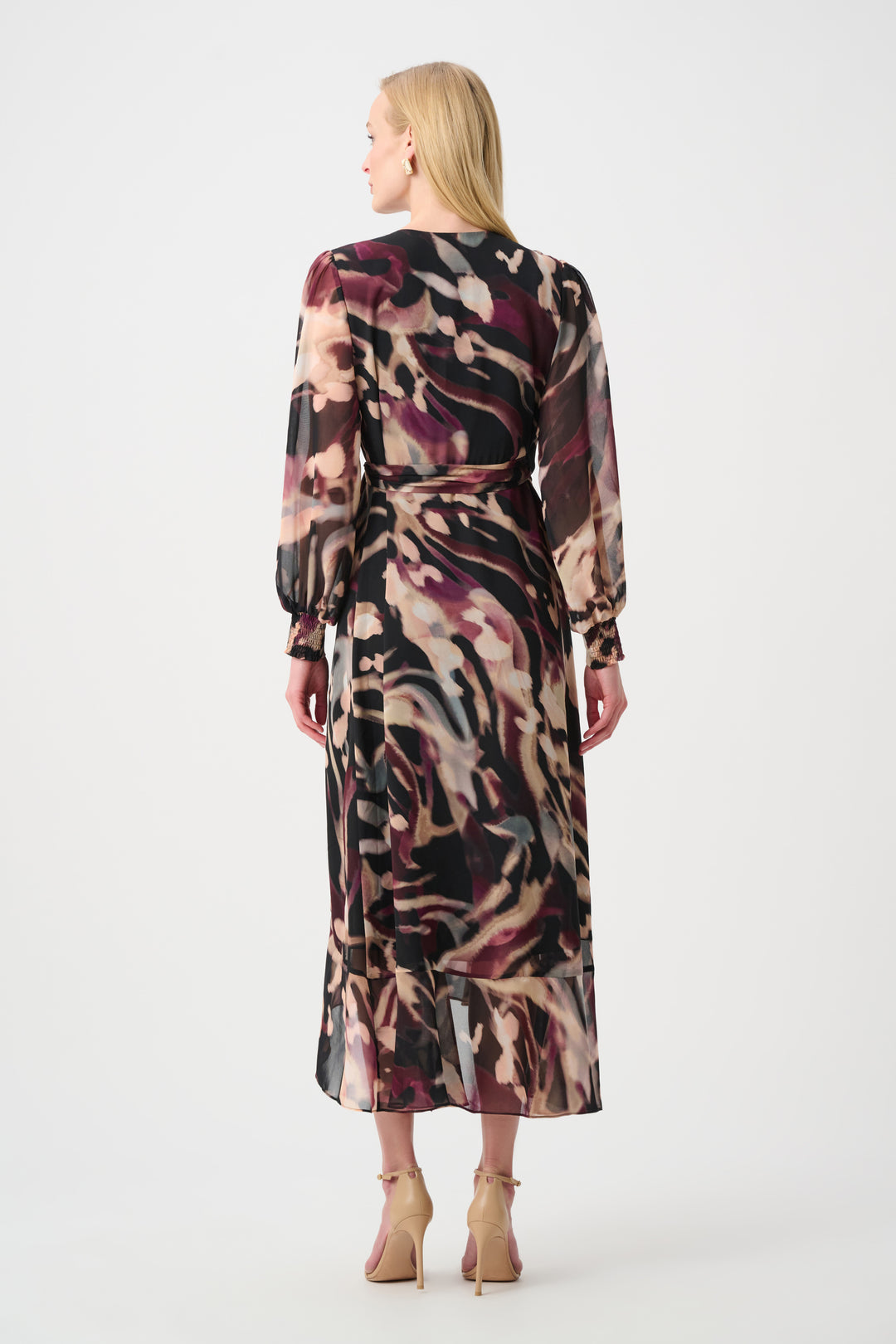 Chiffon Printed Fit and Flare Wrap Dress Style 263739