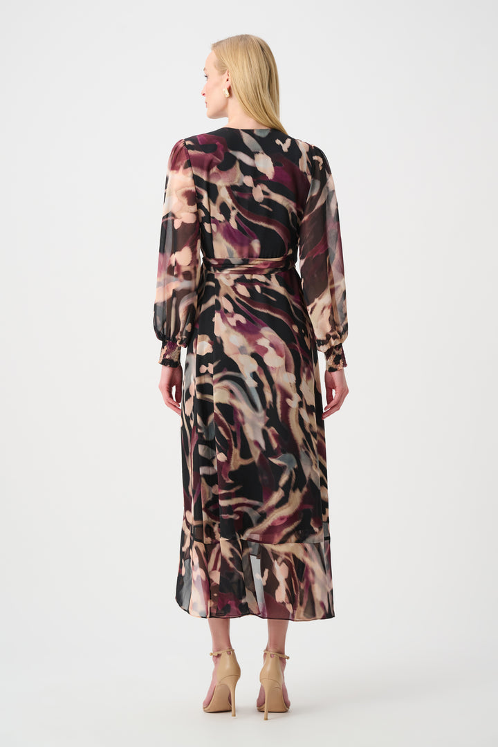 Chiffon Printed Fit and Flare Wrap Dress Style 263739