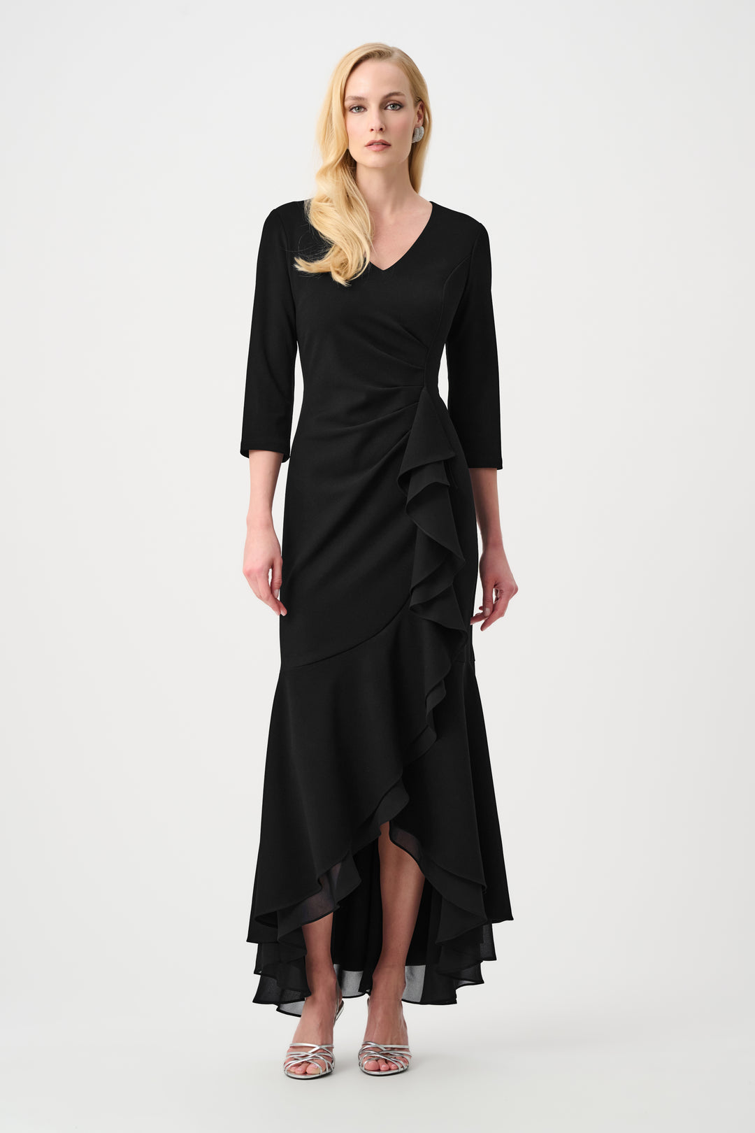 Scuba Crepe and Chiffon Ruffled Trumpet Gown Style 263741