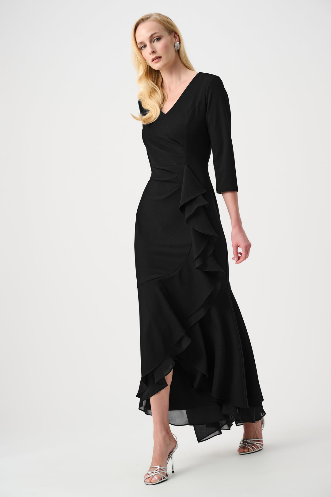Scuba Crepe and Chiffon Ruffled Trumpet Gown Style 263741