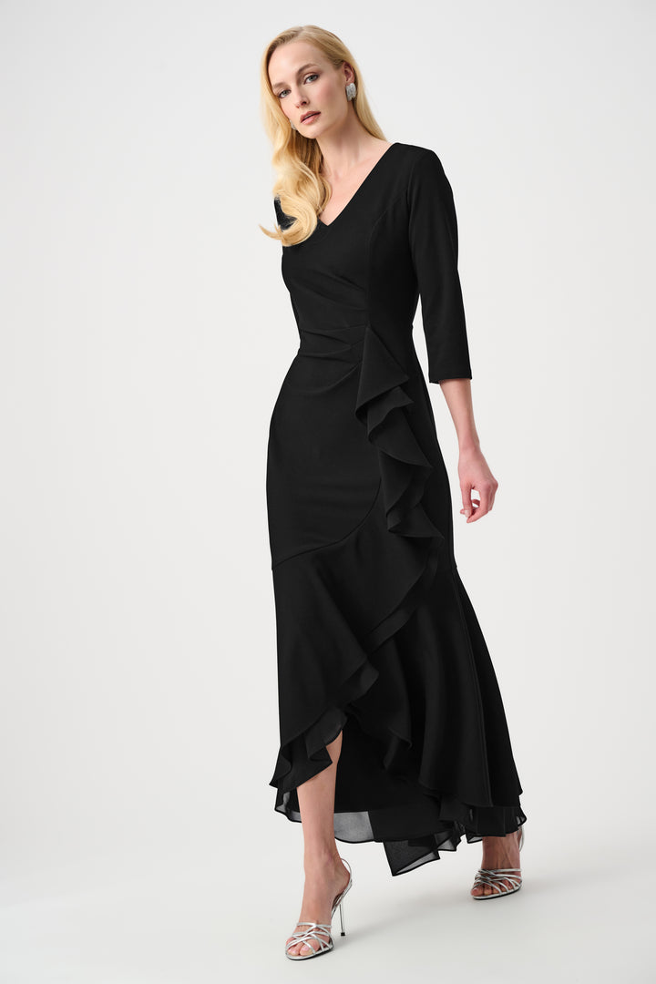 Scuba Crepe and Chiffon Ruffled Trumpet Gown Style 263741