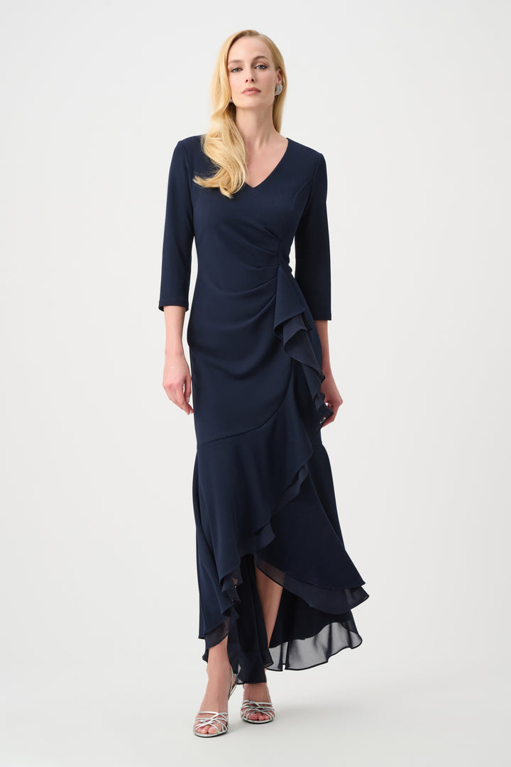 Scuba Crepe and Chiffon Ruffled Trumpet Gown Style 263741