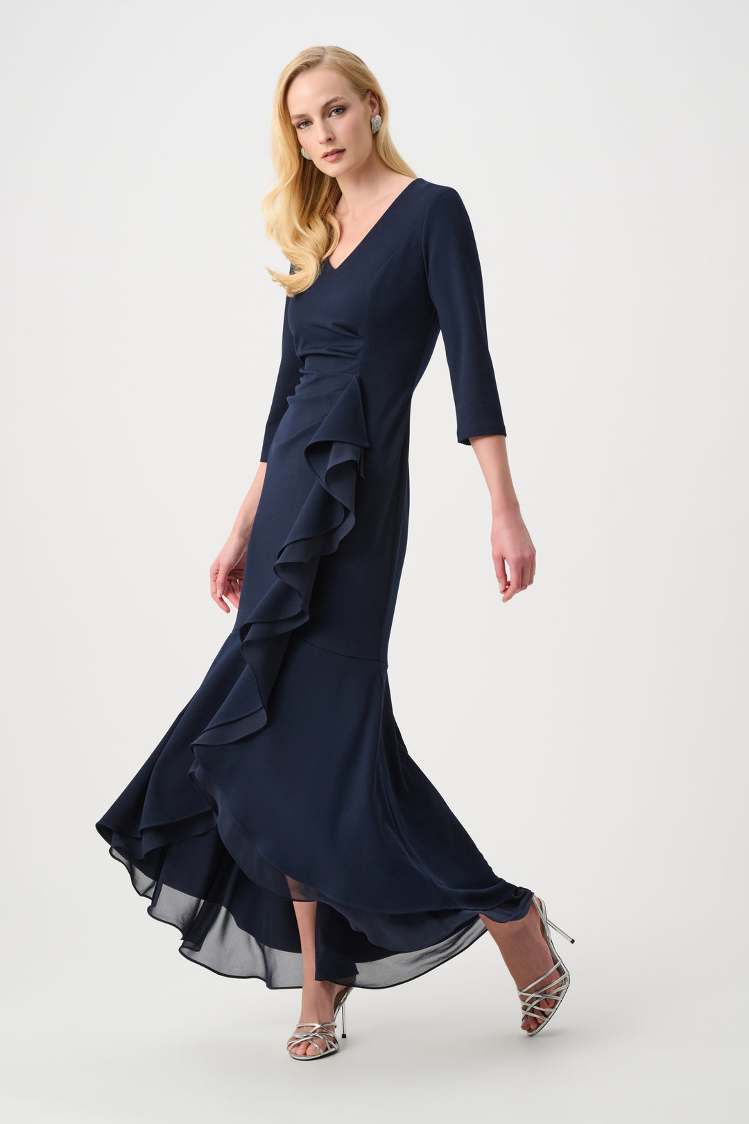 Scuba Crepe and Chiffon Ruffled Trumpet Gown Style 263741