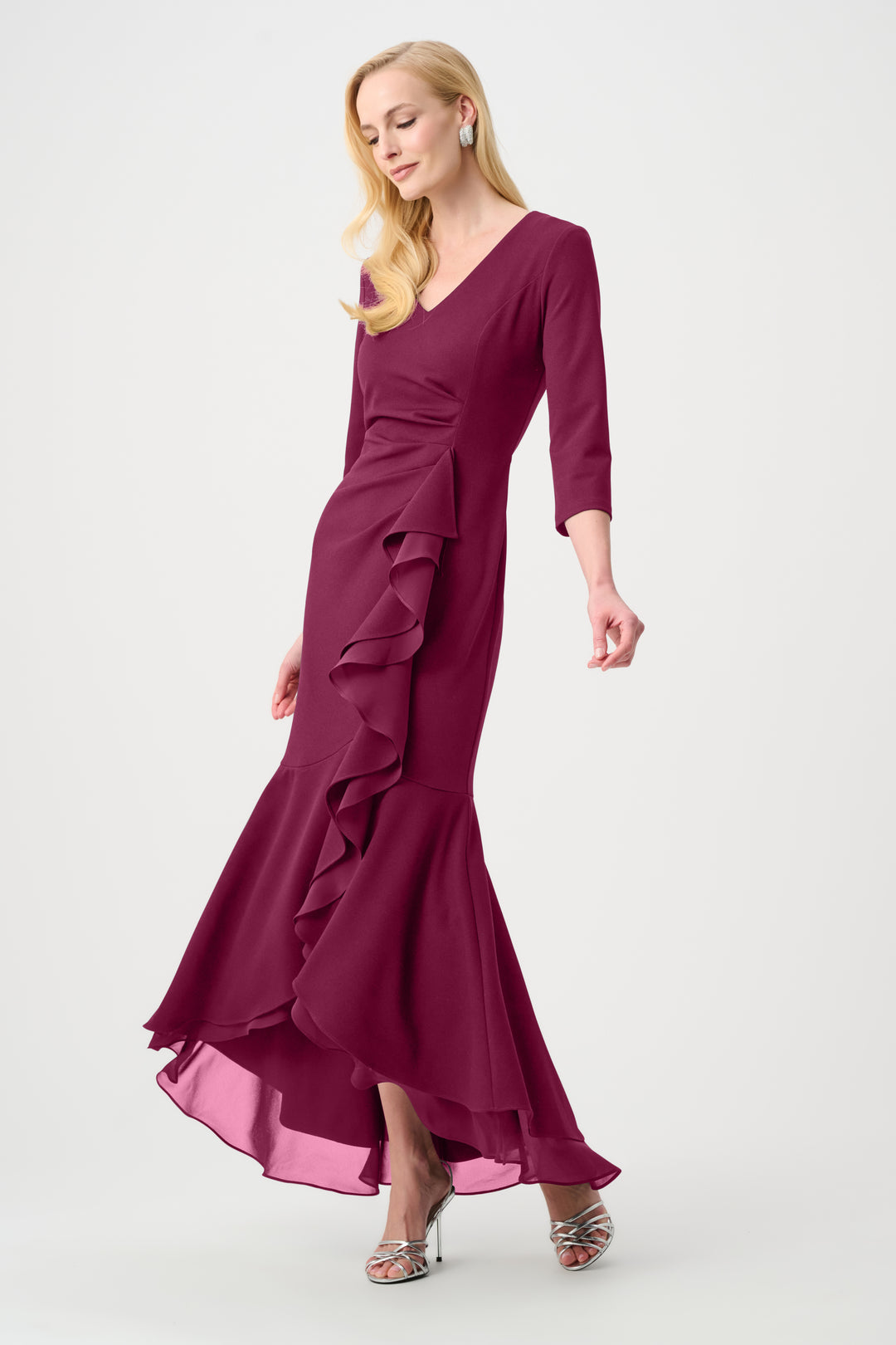 Scuba Crepe and Chiffon Ruffled Trumpet Gown Style 263741