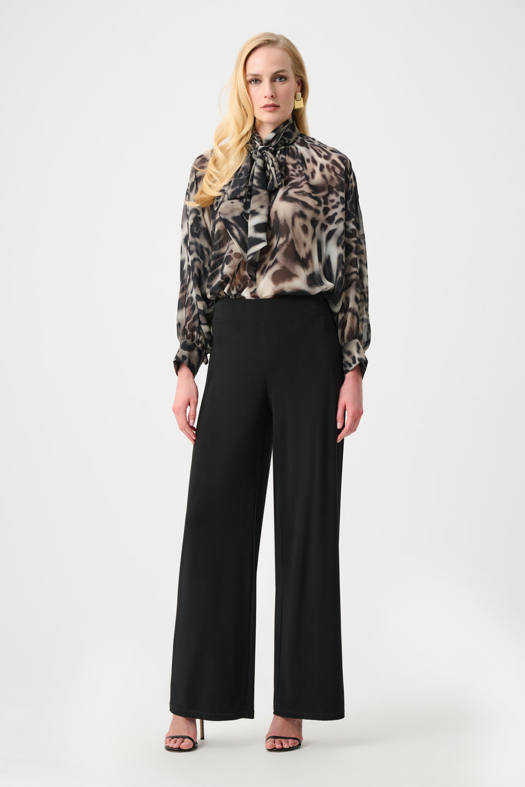 Chiffon Animal Print Boxy Top With Bow Tie Style 263743
