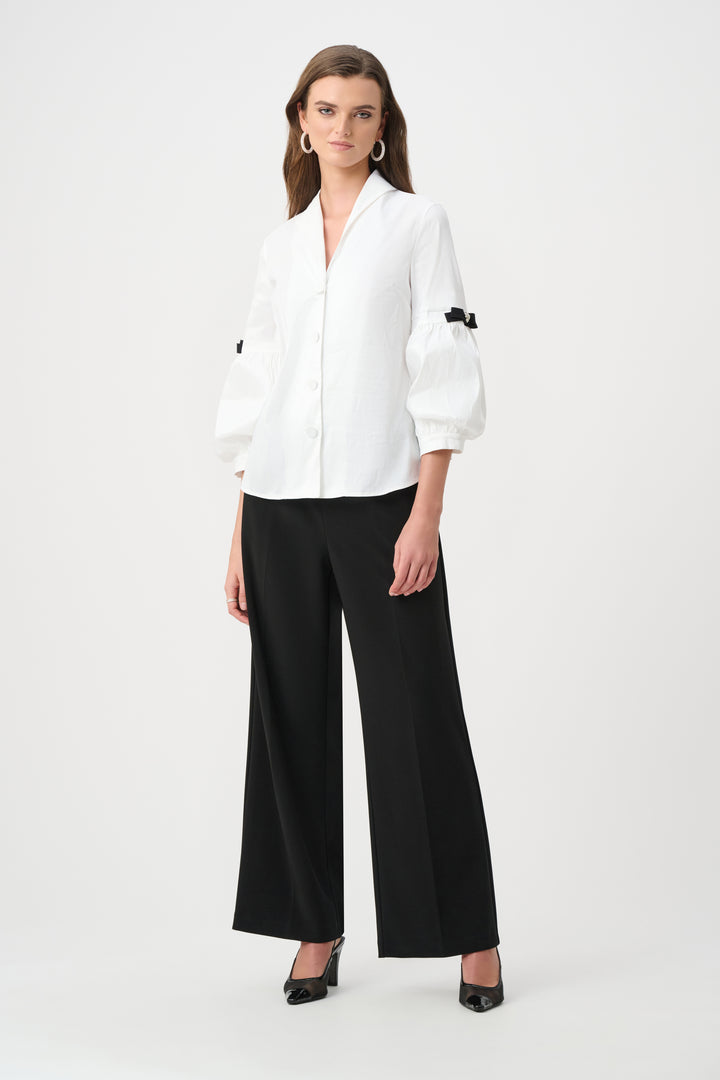 Stretch Taffeta Fitted Blouse With Rhinestone Buttons Style 263744