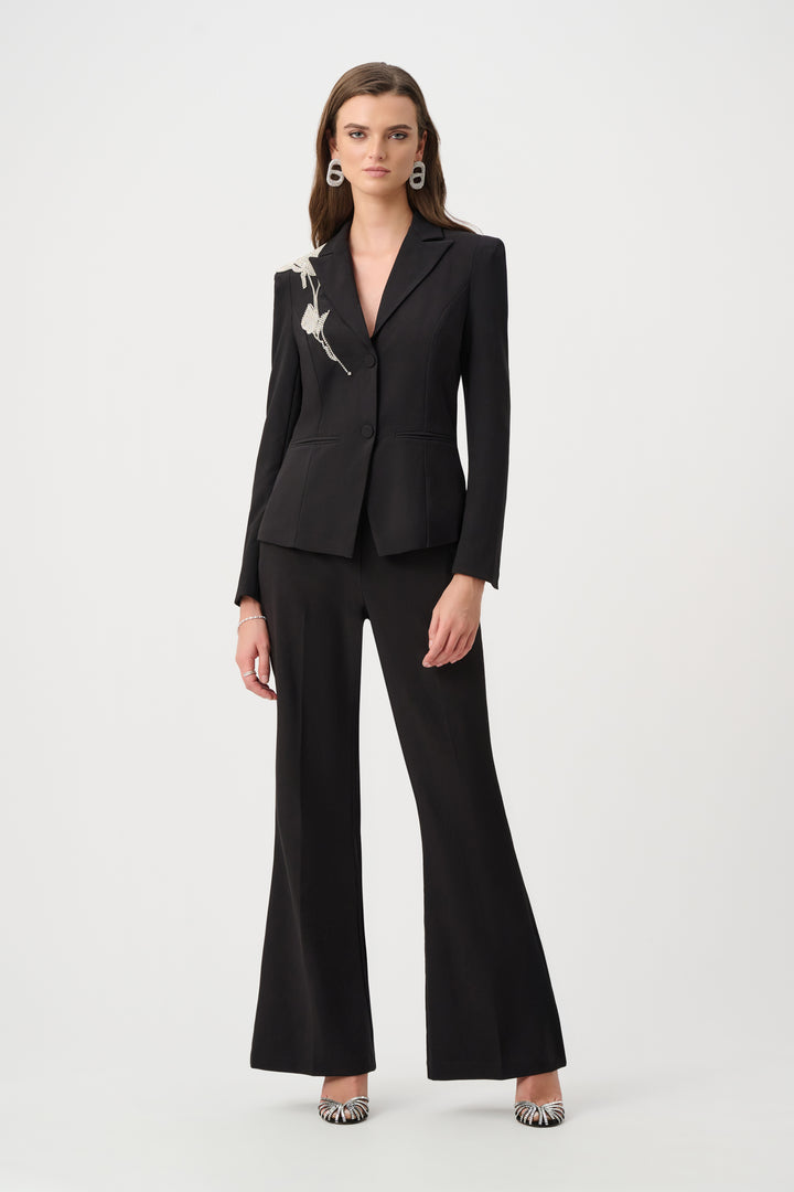 Lux Twill Fitted Blazer With Rhinestone Appliqué Style 263745
