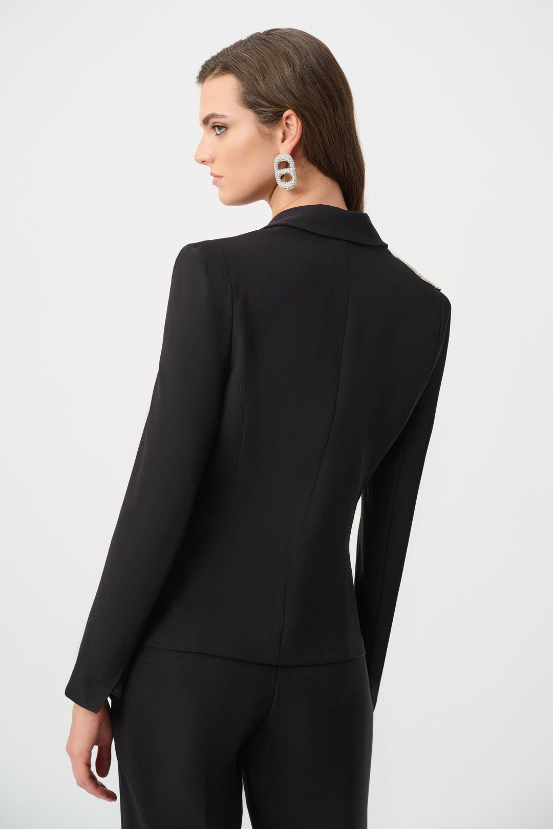 Lux Twill Fitted Blazer With Rhinestone Appliqué Style 263745
