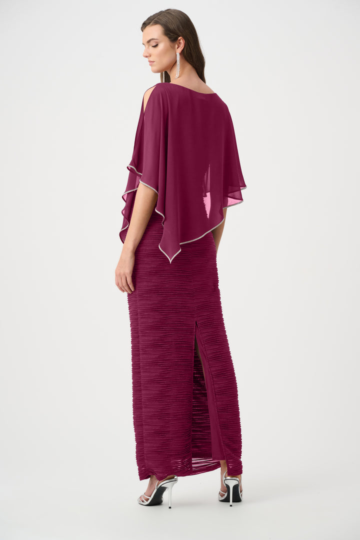Sparkle Cascade Gown With Chiffon Poncho Overlay Style 263748