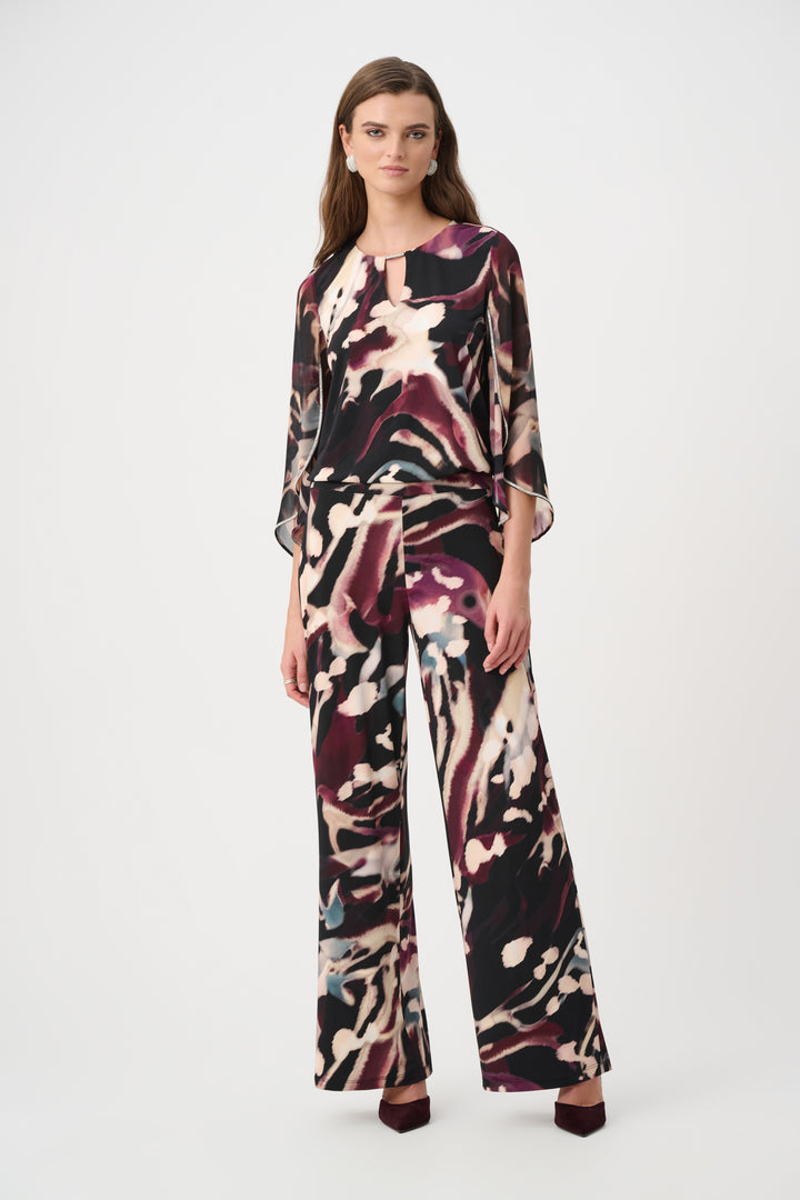 Silky Knit Abstract Print Wide Leg Pants Style 263749