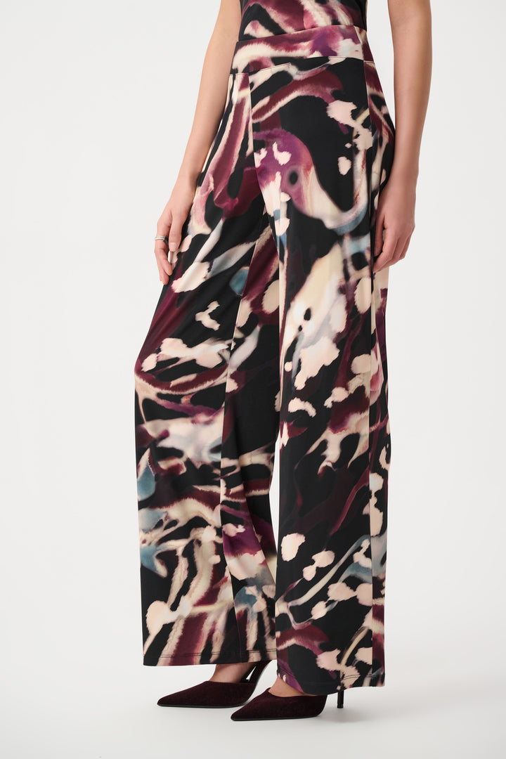 Silky Knit Abstract Print Wide Leg Pants Style 263749