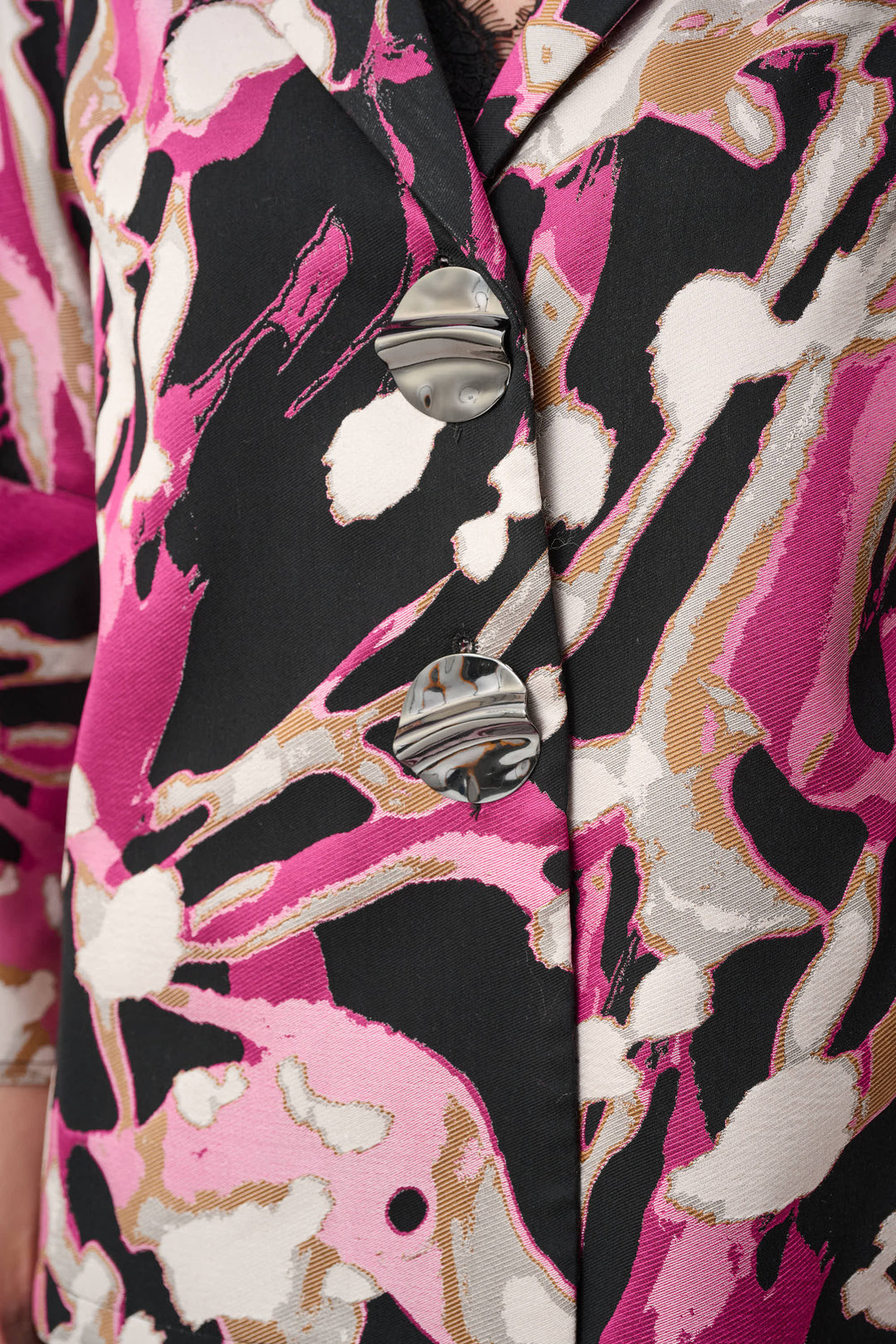 Jacquard Abstract Print Trapeze Jacket Style 263759