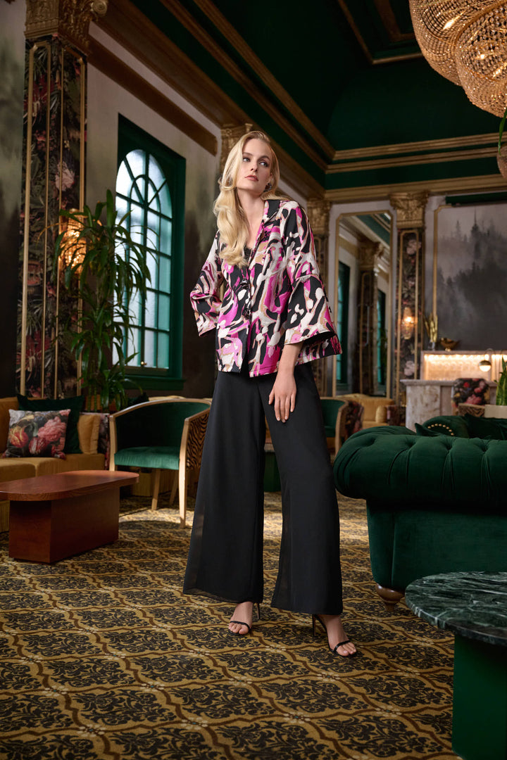 Jacquard Abstract Print Trapeze Jacket Style 263759