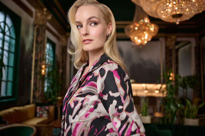 Jacquard Abstract Print Trapeze Jacket Style 263759