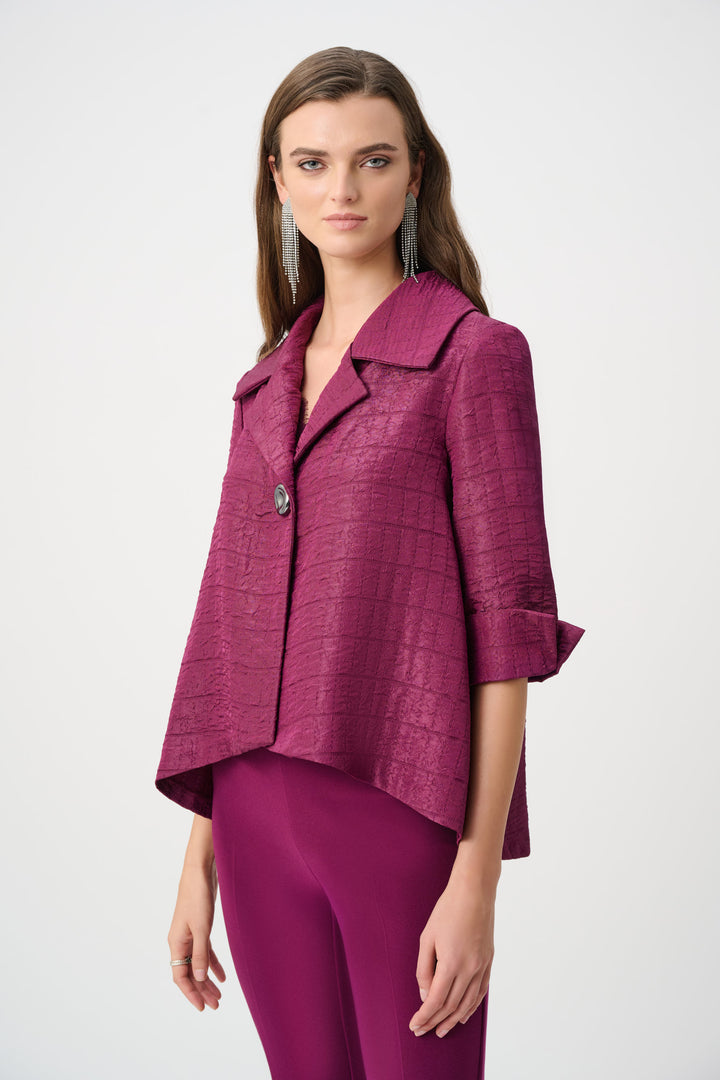 Textured Jacquard Notch Collar Swing Jacket Style 263760