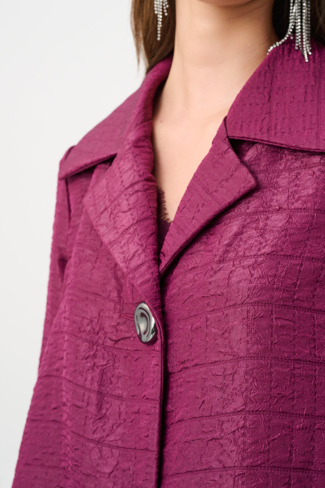 Textured Jacquard Notch Collar Swing Jacket Style 263760