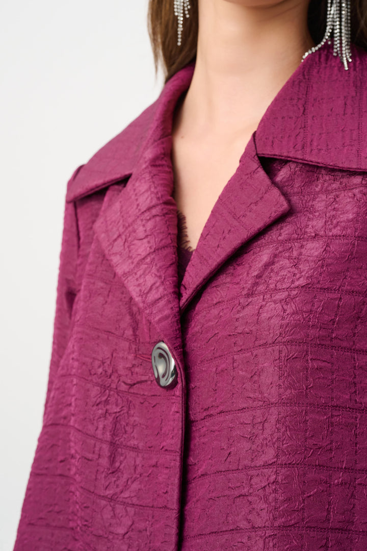 Textured Jacquard Notch Collar Swing Jacket Style 263760