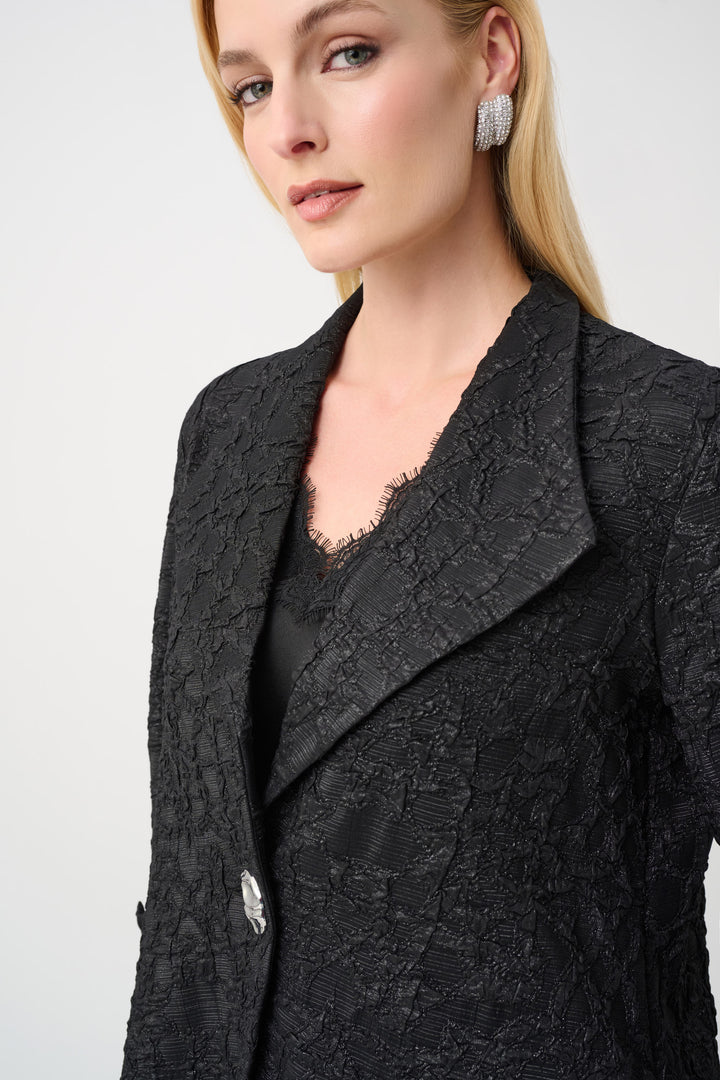 Lurex Textured Jacquard Lapel-Collar Trapeze Jacket Style 263761